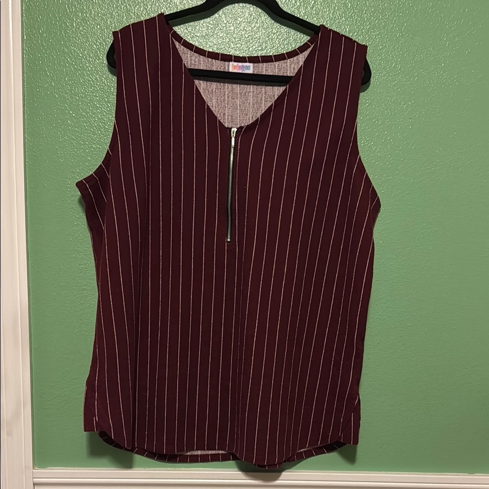 Multicolored Sleeveless Top with Silver Zipper